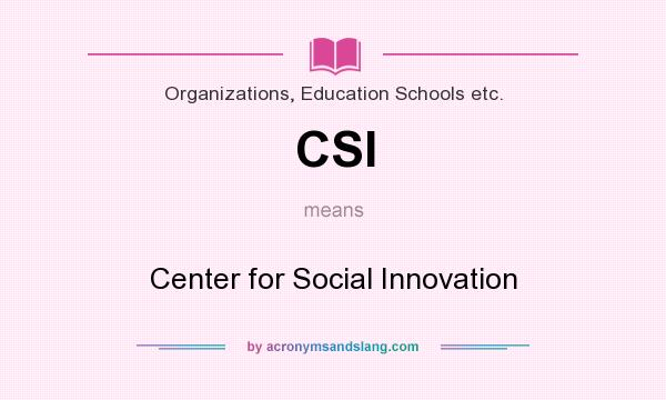 What does CSI mean? It stands for Center for Social Innovation