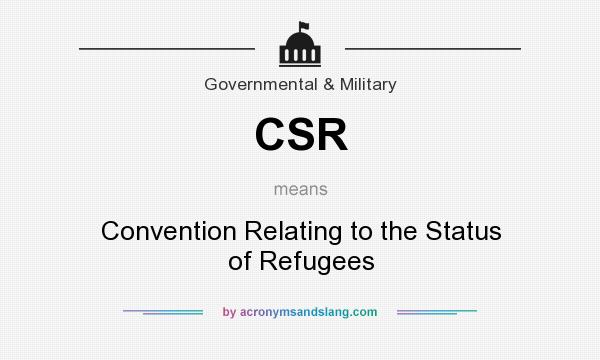 What does CSR mean? It stands for Convention Relating to the Status of Refugees