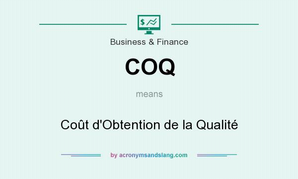 What does COQ mean? It stands for Coût d`Obtention de la Qualité