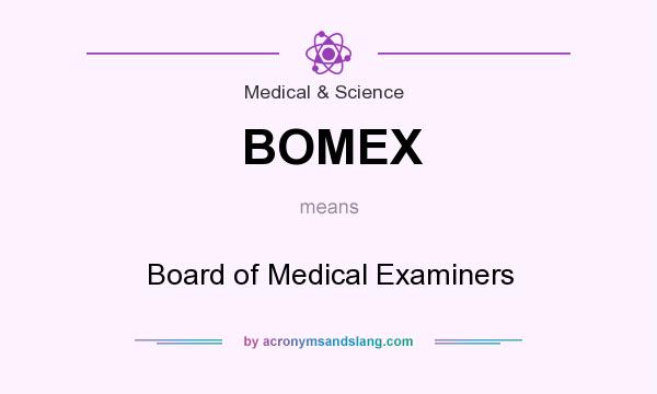 What does BOMEX mean? It stands for Board of Medical Examiners