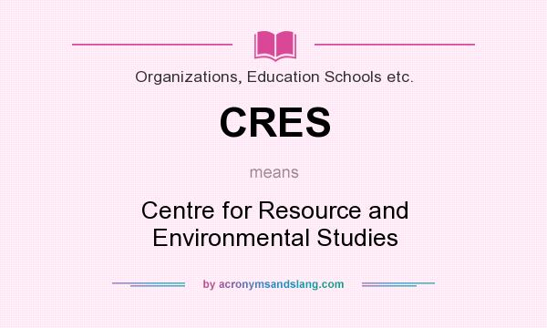 What does CRES mean? It stands for Centre for Resource and Environmental Studies