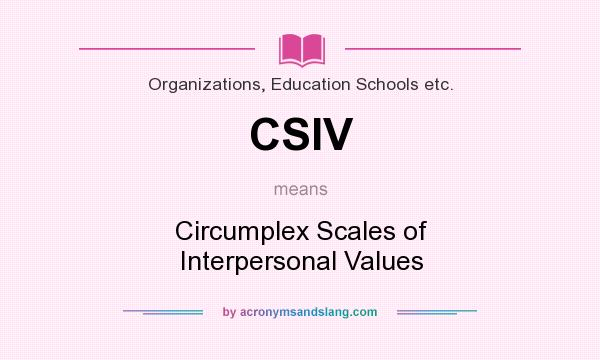 What does CSIV mean? It stands for Circumplex Scales of Interpersonal Values