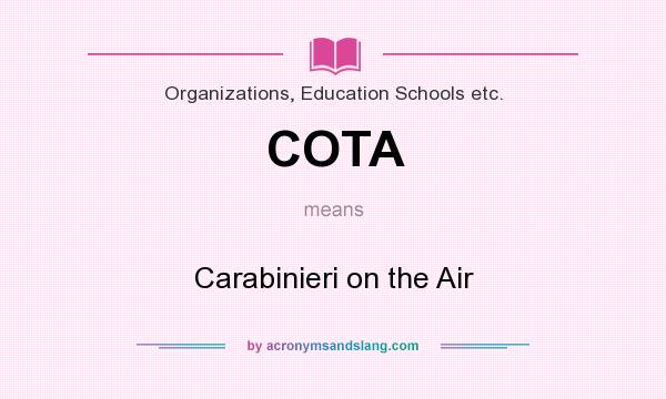 What does COTA mean? It stands for Carabinieri on the Air