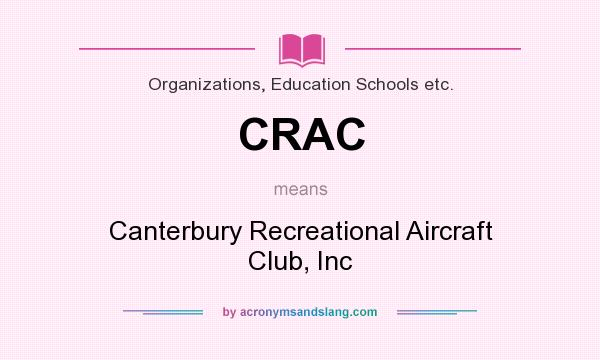 What does CRAC mean? It stands for Canterbury Recreational Aircraft Club, Inc