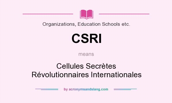 What does CSRI mean? It stands for Cellules Secrètes Révolutionnaires Internationales
