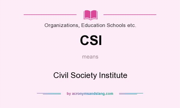 What does CSI mean? It stands for Civil Society Institute