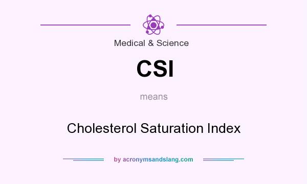 What does CSI mean? It stands for Cholesterol Saturation Index