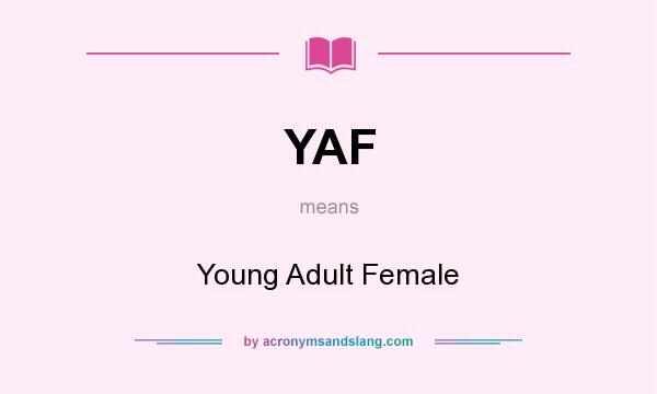 What does YAF mean? It stands for Young Adult Female