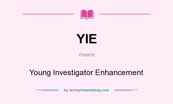 What does YIE mean? It stands for Young Investigator Enhancement
