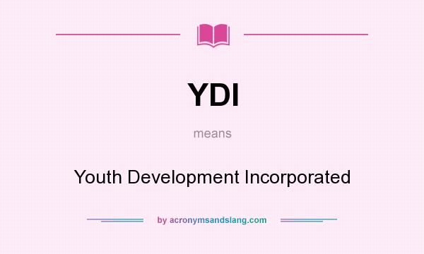 What does YDI mean? It stands for Youth Development Incorporated