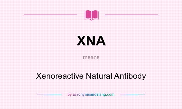 What does XNA mean? It stands for Xenoreactive Natural Antibody