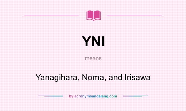What does YNI mean? It stands for Yanagihara, Noma, and Irisawa