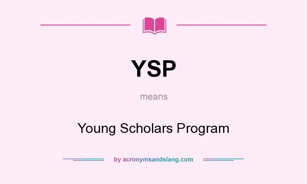 What does YSP mean? It stands for Young Scholars Program