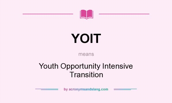 What does YOIT mean? It stands for Youth Opportunity Intensive Transition