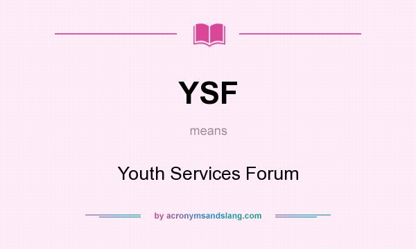 What does YSF mean? It stands for Youth Services Forum