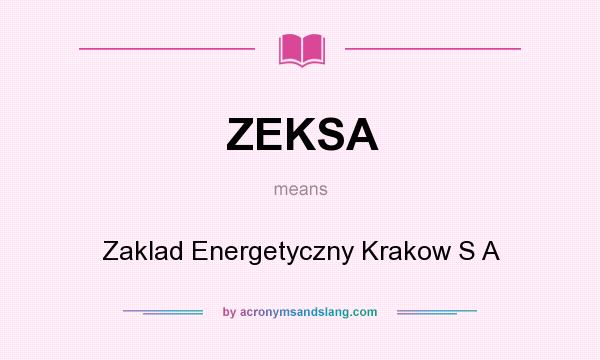What does ZEKSA mean? It stands for Zaklad Energetyczny Krakow S A