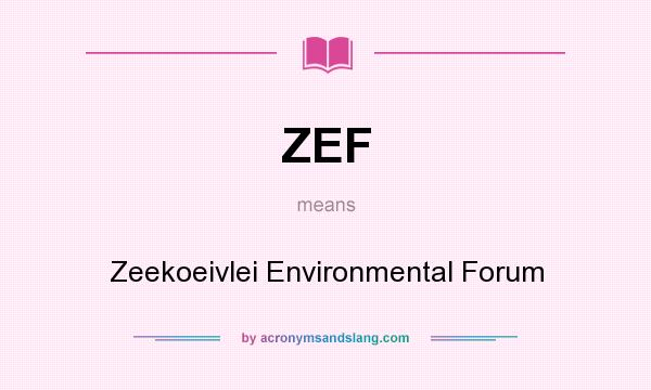 What does ZEF mean? It stands for Zeekoeivlei Environmental Forum