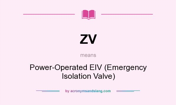 What does ZV mean? It stands for Power-Operated EIV (Emergency Isolation Valve)