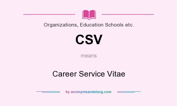 What does CSV mean? It stands for Career Service Vitae