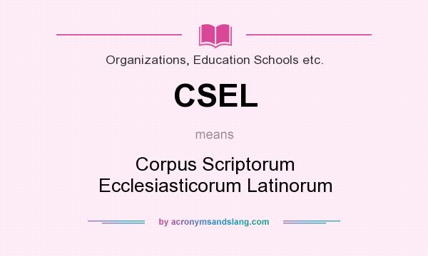 What does CSEL mean? It stands for Corpus Scriptorum Ecclesiasticorum Latinorum