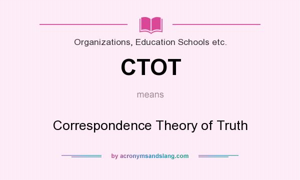 What does CTOT mean? It stands for Correspondence Theory of Truth