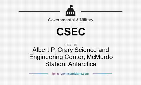 What does CSEC mean? It stands for Albert P. Crary Science and Engineering Center, McMurdo Station, Antarctica