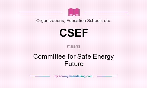 What does CSEF mean? It stands for Committee for Safe Energy Future