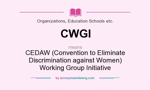 What does CWGI mean? It stands for CEDAW (Convention to Eliminate Discrimination against Women) Working Group Initiative