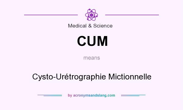What does CUM mean? It stands for Cysto-Urétrographie Mictionnelle