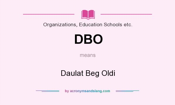 What does DBO mean? It stands for Daulat Beg Oldi