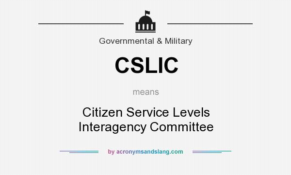 What does CSLIC mean? It stands for Citizen Service Levels Interagency Committee