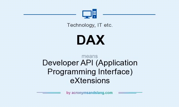 What does DAX mean? It stands for Developer API (Application Programming Interface) eXtensions