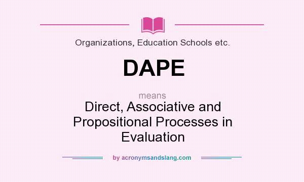 What does DAPE mean? It stands for Direct, Associative and Propositional Processes in Evaluation