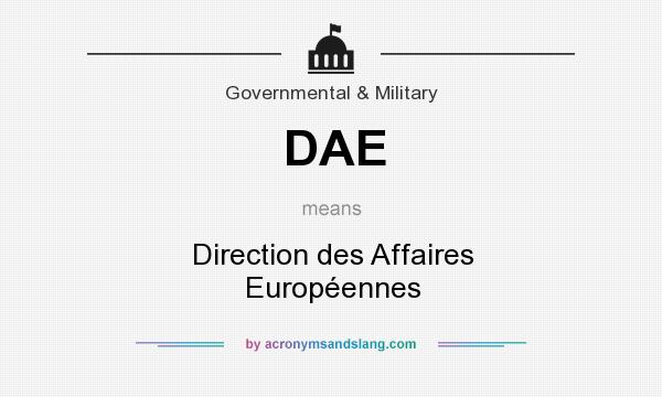 What does DAE mean? It stands for Direction des Affaires Européennes