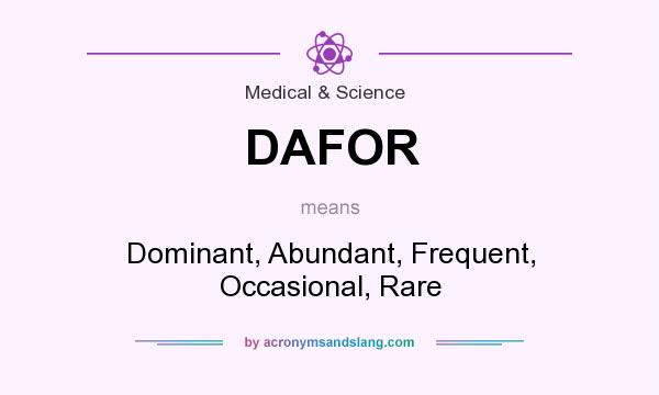 What does DAFOR mean? It stands for Dominant, Abundant, Frequent, Occasional, Rare