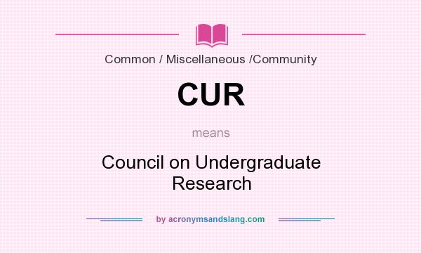 What does CUR mean? It stands for Council on Undergraduate Research