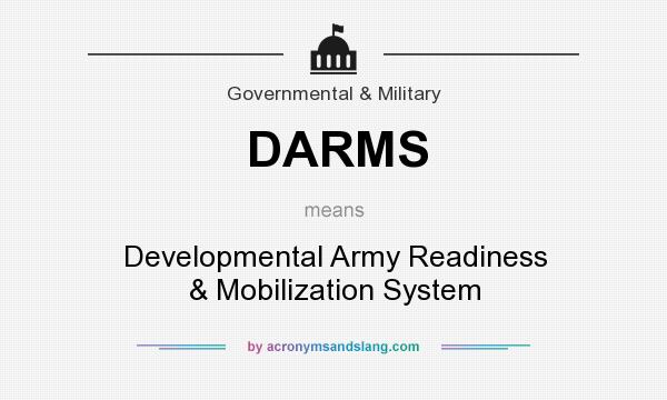 What does DARMS mean? It stands for Developmental Army Readiness & Mobilization System