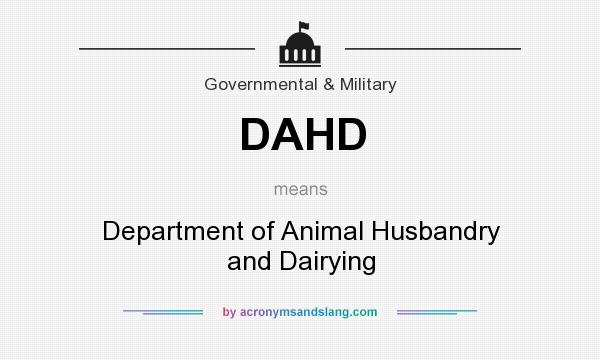 What does DAHD mean? It stands for Department of Animal Husbandry and Dairying