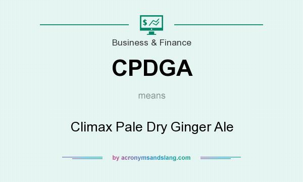 What does CPDGA mean? It stands for Climax Pale Dry Ginger Ale
