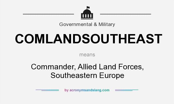 What does COMLANDSOUTHEAST mean? It stands for Commander, Allied Land Forces, Southeastern Europe