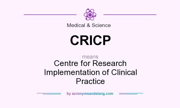 What does CRICP mean? It stands for Centre for Research Implementation of Clinical Practice