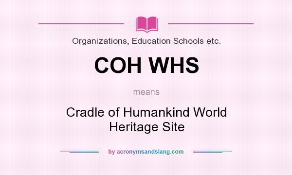 What does COH WHS mean? It stands for Cradle of Humankind World Heritage Site