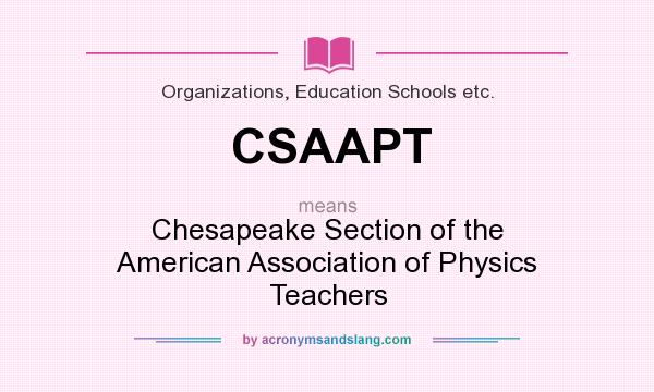 What does CSAAPT mean? It stands for Chesapeake Section of the American Association of Physics Teachers