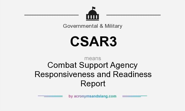 What does CSAR3 mean? It stands for Combat Support Agency Responsiveness and Readiness Report