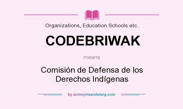 What does CODEBRIWAK mean? It stands for Comisión de Defensa de los Derechos Indígenas