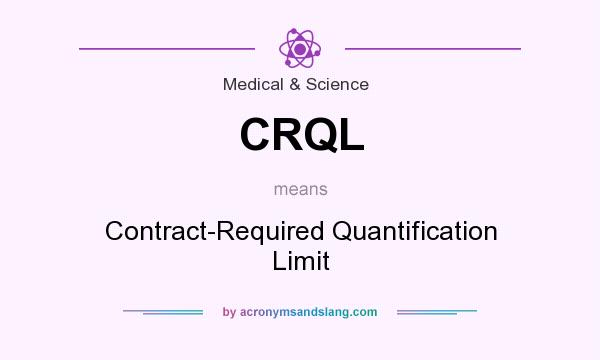 What does CRQL mean? It stands for Contract-Required Quantification Limit