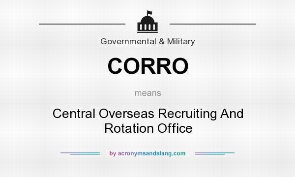 What does CORRO mean? It stands for Central Overseas Recruiting And Rotation Office