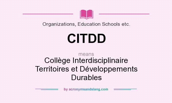 What does CITDD mean? It stands for Collège Interdisciplinaire Territoires et Développements Durables