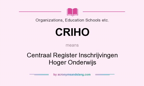 What does CRIHO mean? It stands for Centraal Register Inschrijvingen Hoger Onderwijs