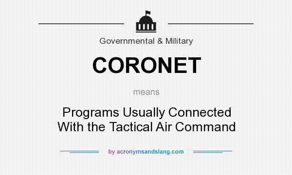 What does CORONET mean? It stands for Programs Usually Connected With the Tactical Air Command